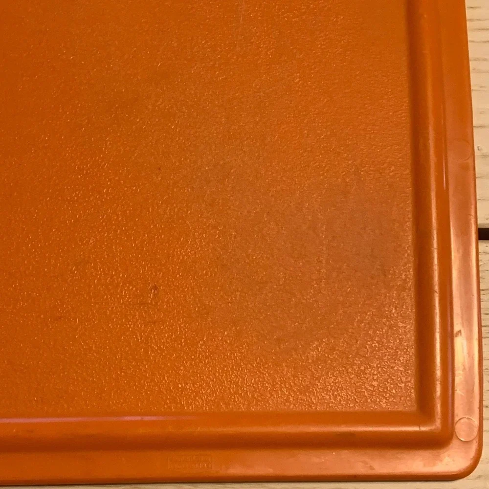 Vintage MCM Mushroom Orange Plastic Cutting Board Veggie Fruit Design Farm House